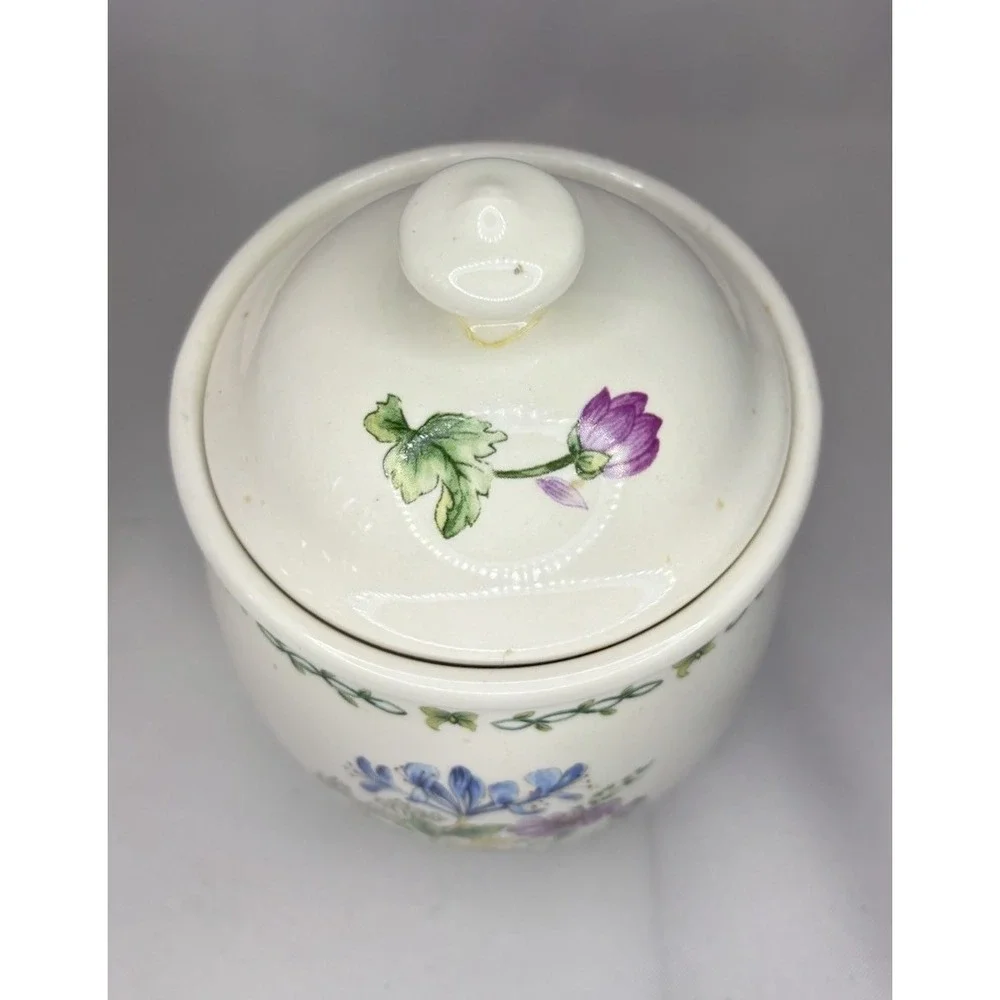 Thomson Pottery Garden Canister Set Of Two All With Lids Vintage